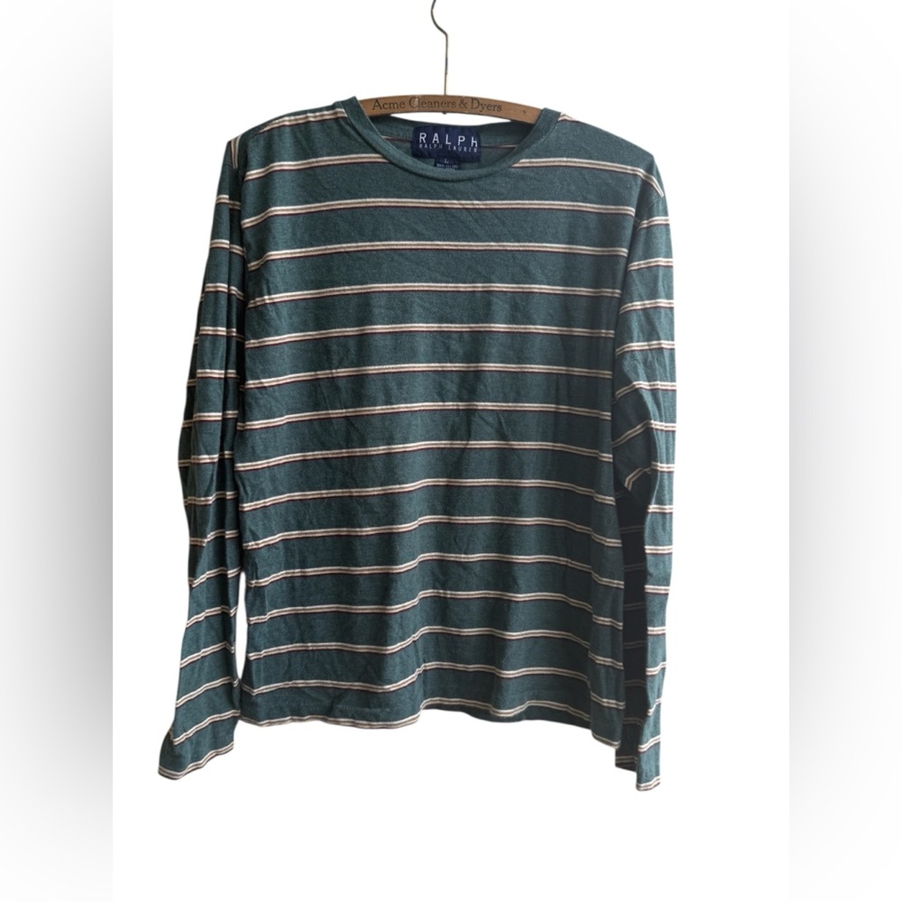 VINTAGE Ralph Lauren Green Striped Men's Shirt